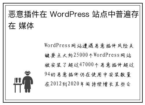 恶意插件在 WordPress 站点中普遍存在 媒体